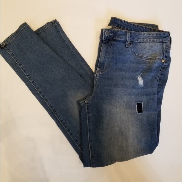 Faded Glory Skinny Stretch Patched Jeggings Comfortable Back Pockets Size 14 - Picture 2 of 12